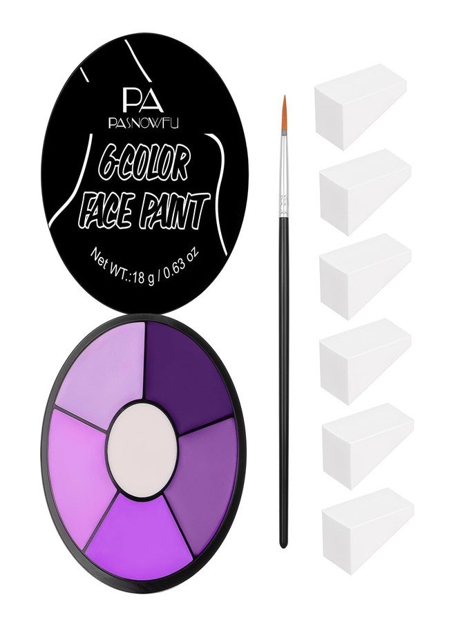 PASNOWFU Purple Face Body Paint, Professional 6 Colors Body Paint SFX Makeup Palette, Cream Water Based Purple Face Paint for Adults SFX Cosplay Halloween Stoker Zombie Monster Ursula Costume Party - Image 1